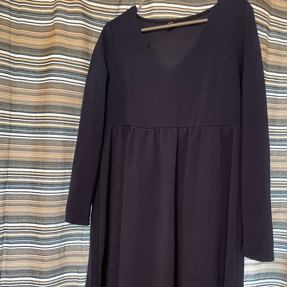 SHEIN M maternity navy scallop dress